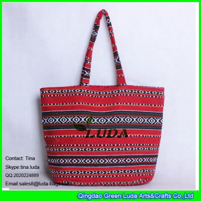 China LUDA 2016 hot saling sadu fabric bags red cotton canvas enthic beach bag for sale