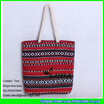 China LUDA 2016 new design sadu beach bags rope handles enthic canvas promtion bag for sale