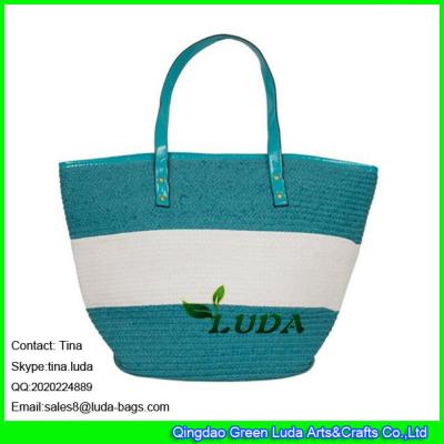 China LUDA 2016 summer striped tote bag fashion handmade storage basket with handles for sale