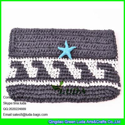 China LUDA fashion 2016 handicraft handbag paper straw crochet clutch bag for sale