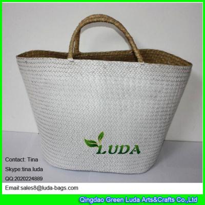 China LUDA 2016 hot summer holiday use ecofriendly beach white seagrass straw bag for sale