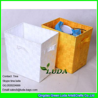 China LDKZ-002 wholesale straw basket hand weaving pp yard storage boxes and bins for sale