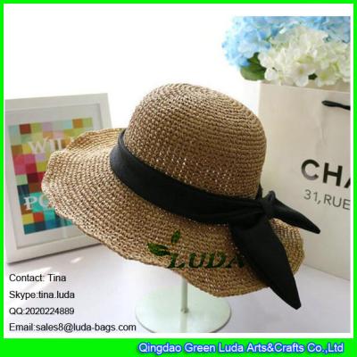 China LDMZ-005 light brown paper straw crochet beach hats for sale