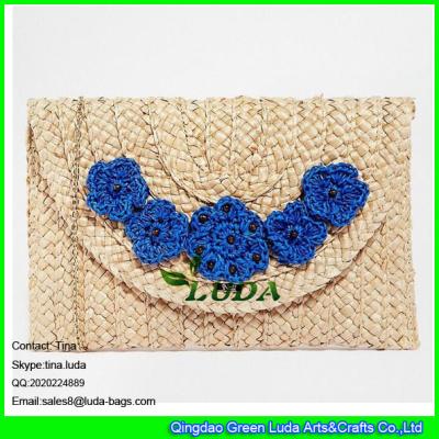 China LUDA flower power straw handbags paper straw clutch hand bags for sale