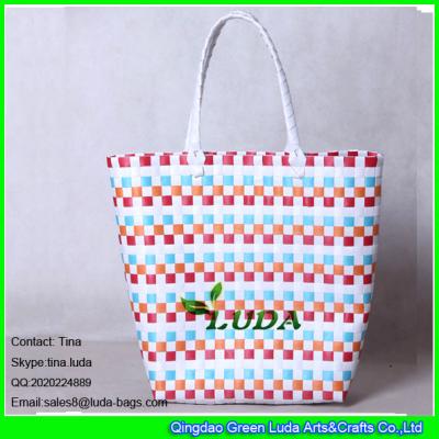 China LUDA summer woven  beach bag colorful pp strap straw tote bag for sale