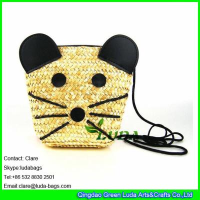 China LDMC-011 wheat straw handbag, girls beach bag,mickey straw shoulder bag for sale