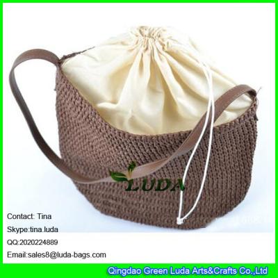 China LDZS-015 girls handbag paper straw crochet beach shoulder bag for sale