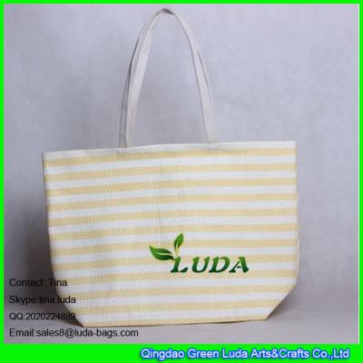 China LDZB-013 fashion women striped beach bag cheap china  paper straw bag for sale