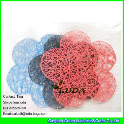 중국 LUDA wholesale promotion tabel mat manhandmade paper straw placemat flower hot placemat 판매용