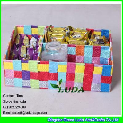 China LDKZ-005 mixed summer color woven drawer ,pp yarn strap woven storage box  organizer for sale