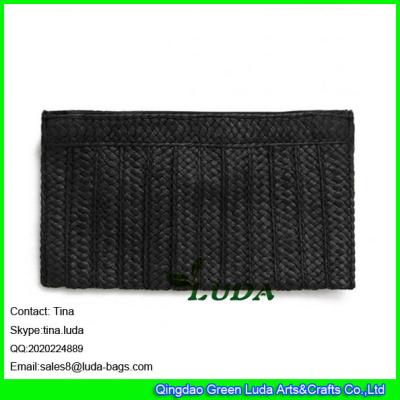 China LDZS-317 paper braided women handbag black clutch handbags purses for sale