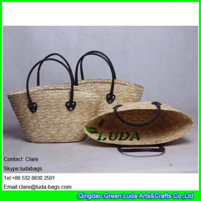 China LDMC-007 wholesale natural cheap basket bag lady wheat straw bags for sale