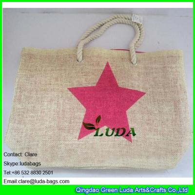 China LDZB-019 cheap wholesale tote bag star printed paper beach straw handbags for sale