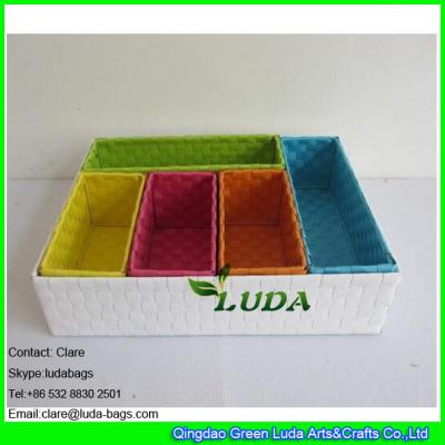 China LDKZ-044  Fasion steel frame storage box pp strap woven storage basket for organization for sale