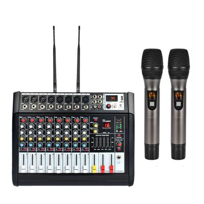 China Stage/home/KTV/outside Activities Selling Professional 8-Channel Digital Microphone Mixer With Power Amplifier for sale