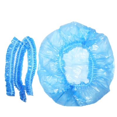 China Travel Viable Waterproof Elastic Clear Plastic PE Hotel Hat Disposable Bath 100Pcs Shower Caps for sale