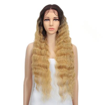 China Water Wave Honey Blonde Water Wave T Lace Front HT Deep HT GIANNA Synthetic Wig Glueless Lace Part High Quality Synthetic Hair Wig for sale