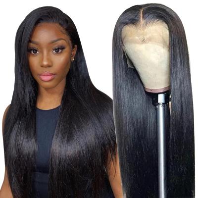 China Straight Human Hair Lace Front Wig 13x4 13x6 Lace Front Human Hair Wigs Brazilian Transparent Swiss Bone Wholesale Silky Straight HD Full Lace Wigs for sale