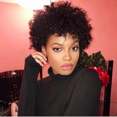 China Joedir Brazilian Peruvian Remy Pixie Afro Kinky Curly Cheap Curly Short Peruvian Hair Machine Made Wigs For Black Women Bouncy Curly Hair for sale