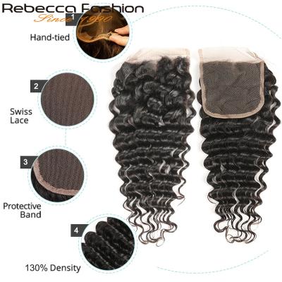 China Indian 4x4 Wholesale Raw Virgin Deep Wave Deep Wave Closure Brazilian Hair Vendors 4X4 Joedir Hair Vendors Grade 10a Brazilian Lace Closure Hair for sale