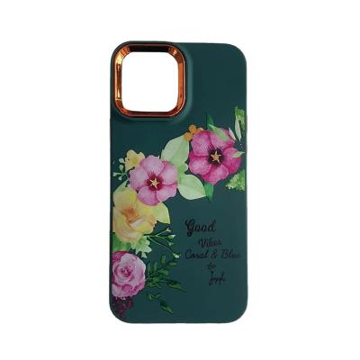 China Hot Sale Photo Frame Shockproof Metal Plated Cell Phone Cases For iPhone 14 Flower TPU Phone Cover For iPhone 13 12 Case 11 for sale