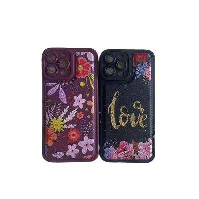 China Luxury Custom Flower Pattern PU Bubble Leather Phone Cover Shockproof For iPhone 14 13 12 11 Soft TPU Phone Case For VIVO Y21 for sale