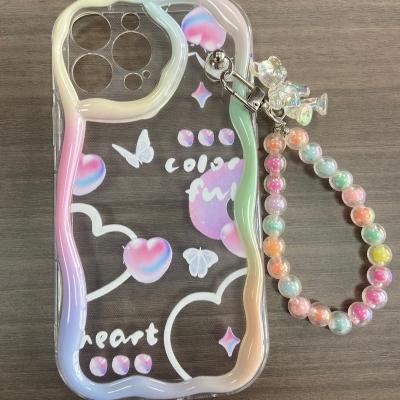 China Waterproof Stain Product Butterfly Tpu Shockproof Wristband Phone Case For Iphone 14 Case for sale