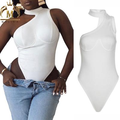 China Waterproof 2022 New Arrivals Women's Fashionable Casual Lady Bodysuits Sexy Asymmetry Sleeveless Backless Rompers for sale