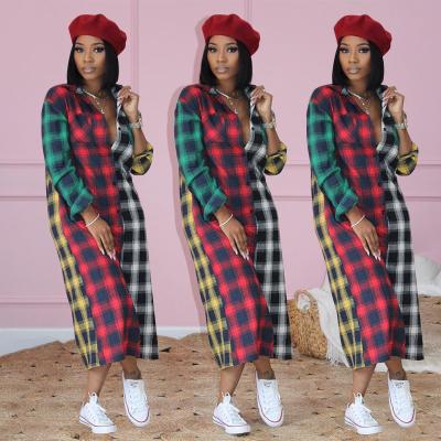 China Other Autumn Patchwork Long Sleeve Cotton Plaid Tracksuit Fashion Women's Casual Tracksuit Women's Long Soft Loose Plaid Jacket for sale