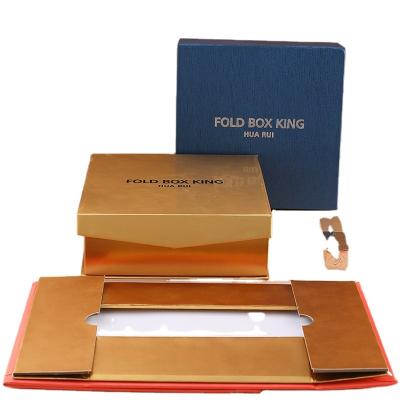 China Recycled Materials In Low MOQ Folding Gift Box Skin Care Packaging Magnetic Paper Box Black Stock Packing for sale