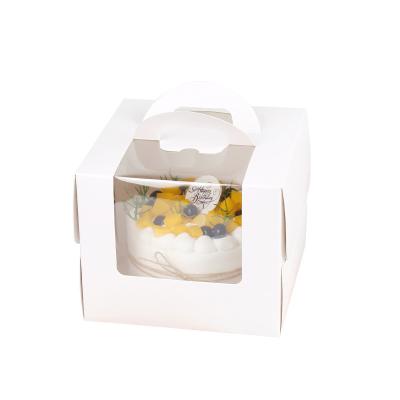 China 4 Inch Recyclable 6 Inch 8 Inch Mousse Cake Box Open Window Portable Cake Box for sale