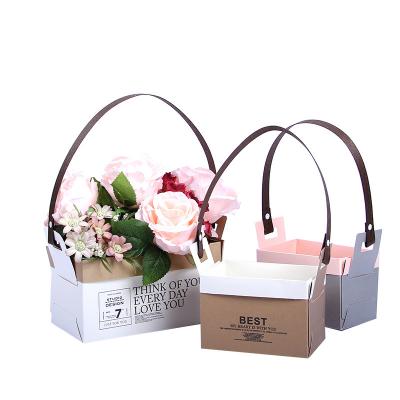 China Recycled materials folding creative flower handbag packaging paper bag double-sided flower box decoration for sale