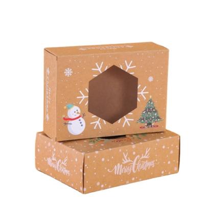 China Creative Recycled Materials Christmas Gift Wrapping Paper Box Cartoon Opening Window Candy Cookie Baking Box Can Be Customized for sale