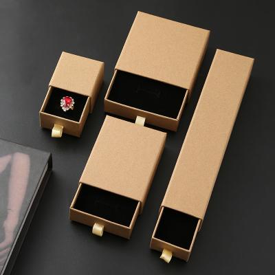 China Custom Recycled Materials Logo Jewelry Box Kraft Paper Jewelery Con Box Jewelry Box Packaging for sale