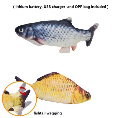 China Electric Dancing Pet Cat Toys Simulation Fish Swing Toy Funny Cats Chewing Playing Plush Fish Supplies USB Charger for sale