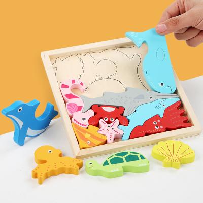 China FN1252 Hot Selling Toy FN1252 Cartoon Wooden Pieces Educational Tangram Puzzle With Pattern Puzzles Geometry 3D Shape Animal Magic Puzzle for sale