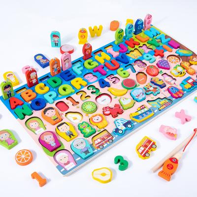 China FN029 Cartoon Toy Early Education Puzzle Seven in a Board Multifunctional Digital Fruit 3D Puzzle Matching Cognitive Toy for Children for sale