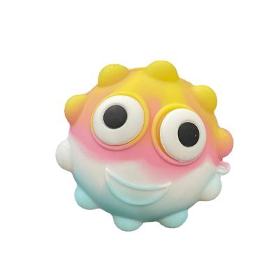 China FN1004 Funny Educational Adult Children Toy Led Push Bubble Squeeze Ball Toy Glowing Sensory Stress Relief Ball Eyes Cartoon 3D Moving Person Luminous Ball for sale