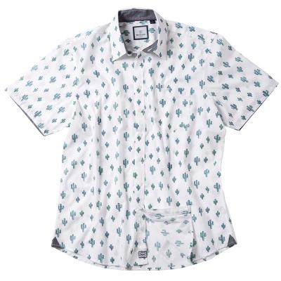 China Anti-pilling Button-front shirt featuring widespread short collar sleeve all over print shirt for men for sale