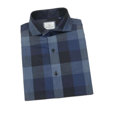 China Anti-pilling High Quality 100% Cotton Dress Men Small Sleeve Plaid Soft Breathable Men Shirt Long Shirt Anti-pilling for sale