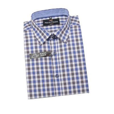 China New Arrival Men's Anti-pilling Eco Friendly Blue Check Long Sleeve Business Shirt for sale