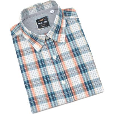 China Hot Sale Anti-pilling Classic Style Yarn Dyed Single Checks Mens Cotton Button Down Dress Shirt for sale