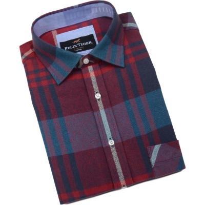 China Anti-pilling Flannel Mens Shirts Sleeve Cotton Casual Comfortable Long To Wear Large Check Shirts With Pocket Diagonal for sale