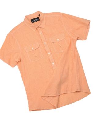 China High Quality Cotton Viable Men's Breathable Thin Fit Canvas Shirt Male Casual Short Sleeved Shirts for sale