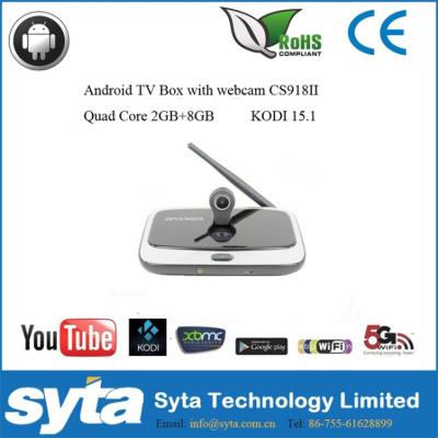 China H.264 hybrid box RK3188 OS Android 4.4 quad core hd tv receiver with 2 mega pixel camera CS918II for sale