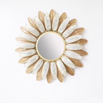 China 100% Handmade Flower Mirror Wall Hanging Metal High Grade Smart Home Decorative Wall Mirrors for sale