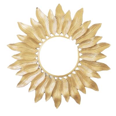 China 100% Handmade Flower Mirror Gold Wall Hanging Metal Smart Home High Grade Decorative Wall Mirrors for sale