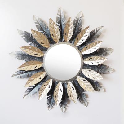 China 100% Handmade High Grade Wall Mounted Mirror Smart Home Decorations With Metal Flower Shaped Mirror for sale