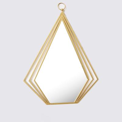 China 100% Handmade Modern High Diamond Golden Smart Home Decorative Wall Mirror Decors for sale