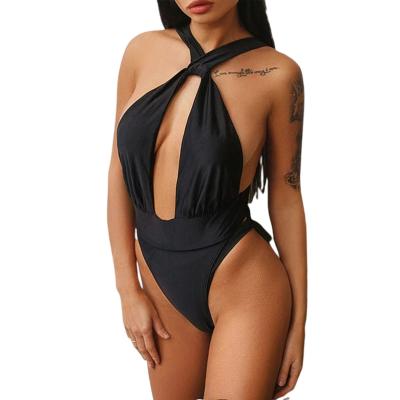 China Antibacterial One-Shoulder Custom Antibacterial V-Neckline Swimwear Women Designer Bikinis Beach Wear Sexy One-Piece Swimsuit Old) ( for sale